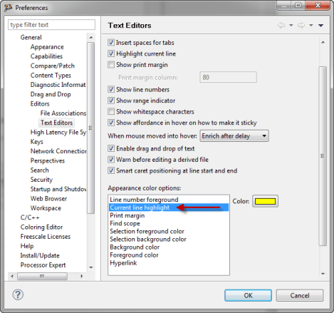Current Line Highlight Settings