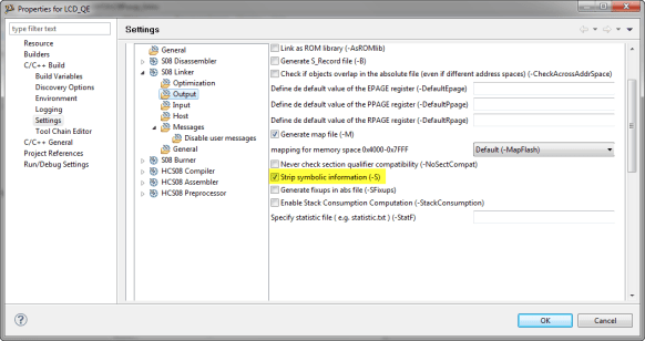 Linker strips symbolic information