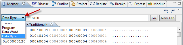 Memory Browser with different Spaces (Code, Data)