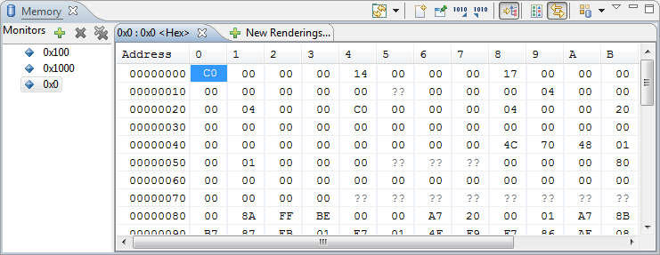 Memory View in CodeWarrior for MCU