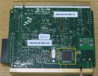 OSBDM S08JM60 Microcontroller on the backside of the TWR-S08MM128 board