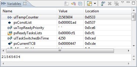 Variables View in CodeWarrior for MCU