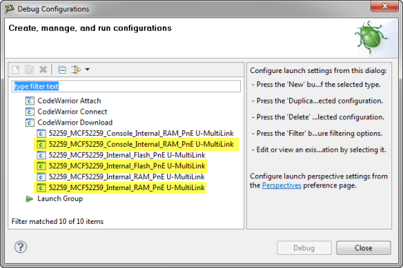 Copy of Debug Configurations Copy of Debug Configurations
