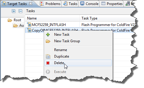 Deleting wrong target task from framework Deleting wrong target task from framework