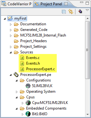 Processor Expert maintained Files