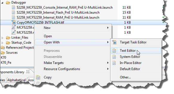 Open Target Task File with Text Editor Open Target Task File with Text Editor