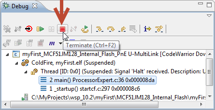 Terminate the Debug Session
