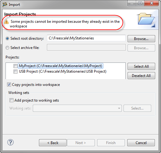 Cannot import project if name is the same
