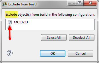 Exclude from build dialog