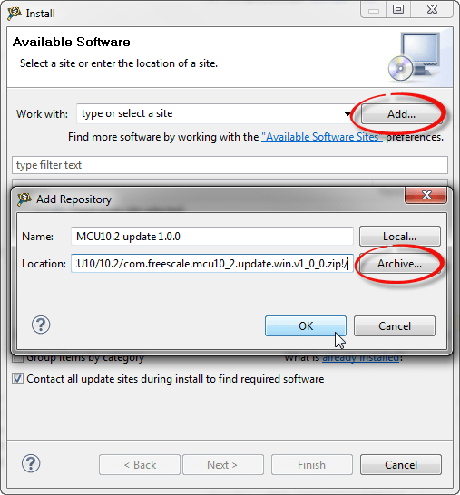 Installing MCU10.2 update after downloading the archive