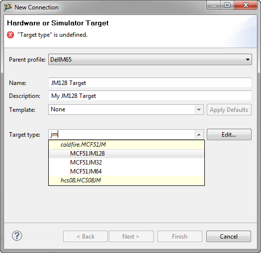 New Connection Dialog