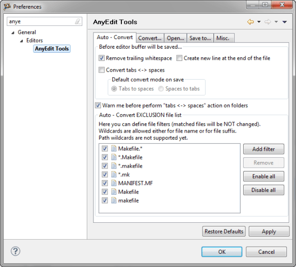 AnyEdit Preferences AnyEdit Preferences