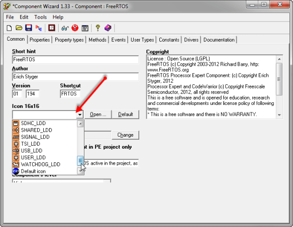 Icon Selection in the component wizard