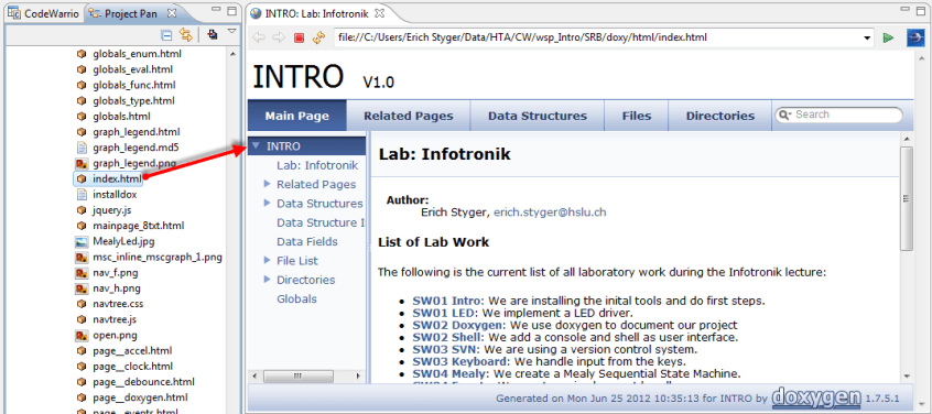 index.html as documenation entry point