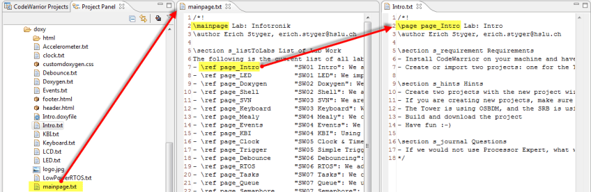 Mainpage File with links to other files/pages