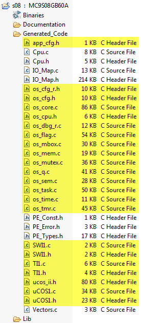 uCOS generated files