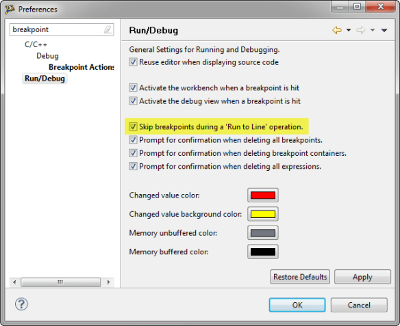 Skip Breakpoints during 'Run to Line' operation. Skip Breakpoints during 'Run to Line' operation.
