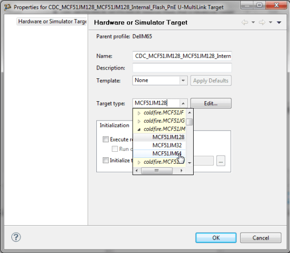 Changing Target Type to JM64