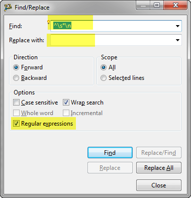 Regular Expression to Remove Empty Lines Regular Expression to Remove Empty Lines