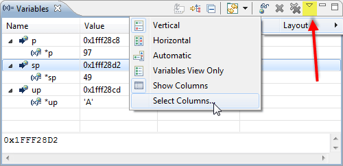 Select Columns in Variable View