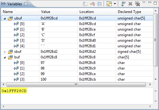 Variables View with Arrays