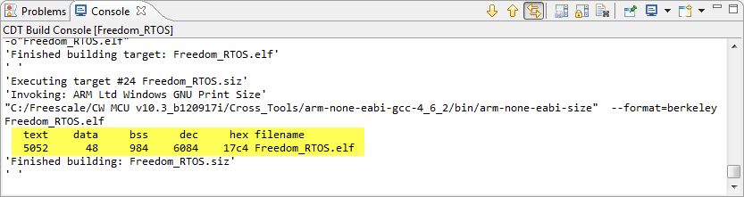 Application optimized for code size