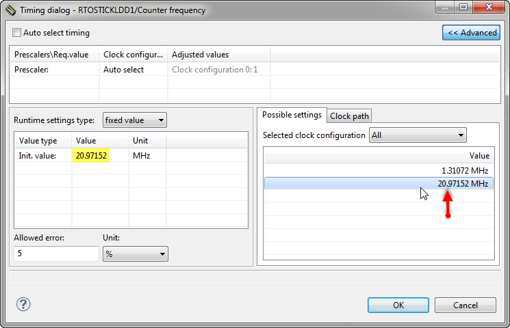 Assigned value for Counter Frequency