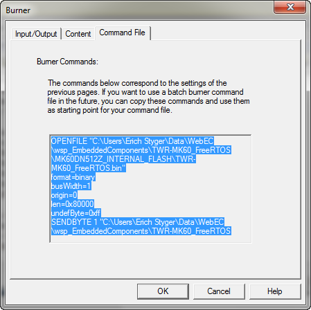Burner Command File
