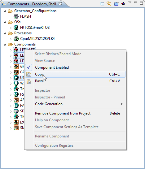 Copy Paste of Processor Expert Components, plus Delete shortcut