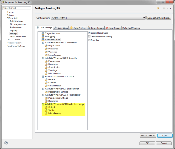 Create Flash Image Option
