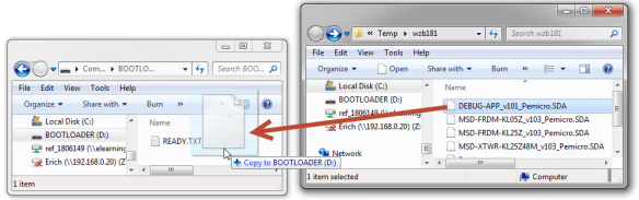 drag and drop new SDA application file
