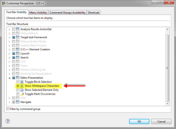 Enabling Show Whitespace for Toolbar