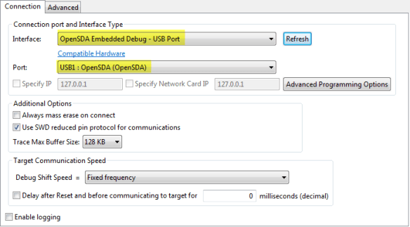 OpenSDA in Eclipse Debug Launch Configuration
