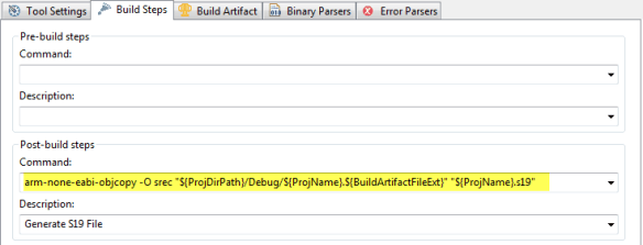 Post Build Step to produce S19 file