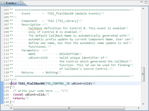 TSS Event Callback in Events.c
