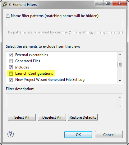 Disabled Filter for Launch Configurations