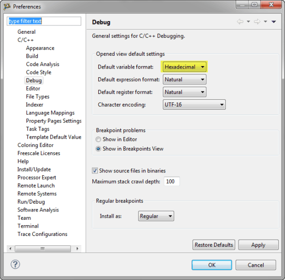 Debugging Variables in Hexadecimal with Eclipse | MCU on Eclipse