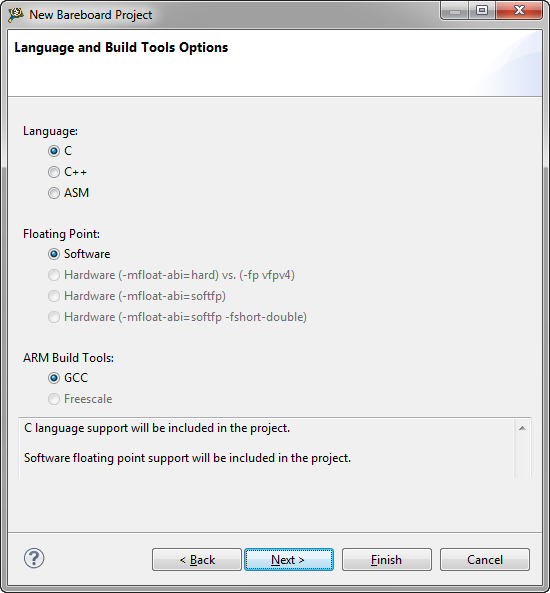 Language and Build Tools Options