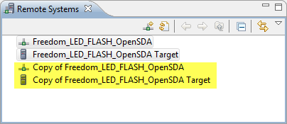 Remote Systems with copied Target and Connection Settings