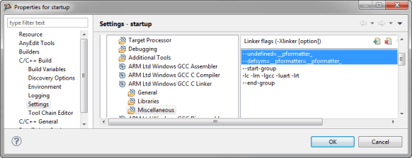 Linker defined __pformatter symbol