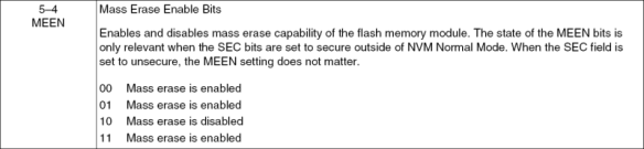 Mass Erase Enable Bits (Source: Freescale KL25Z Reference Manual)