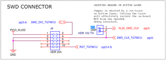 SWD Connector with J11 (Source: Freescale FRDM-KL25Z Schematics)