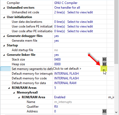 Click button to set default