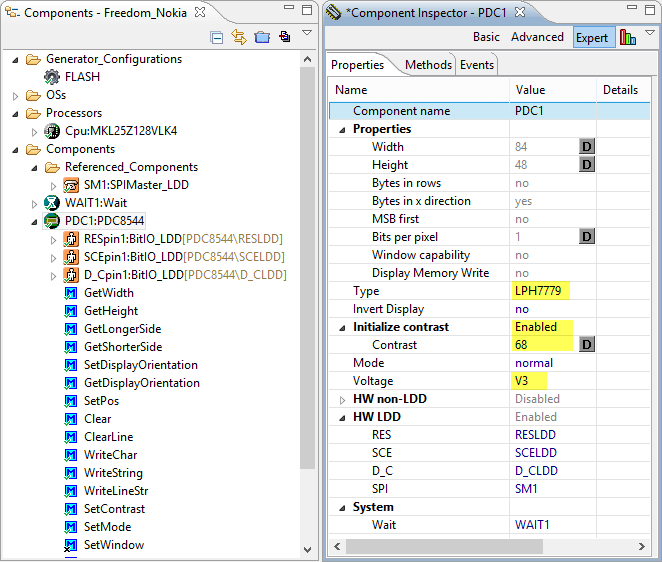 PDC8544 Display Properties