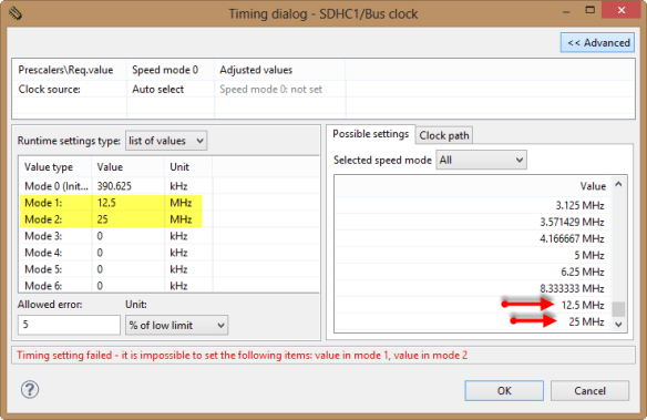 Bogus Error in Timing Settings