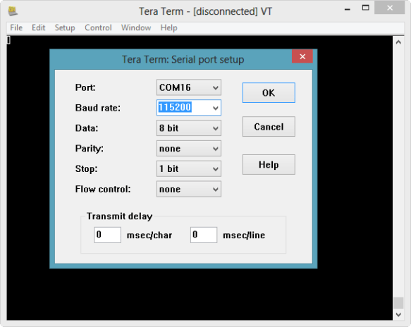 TeraTerm Connection settings