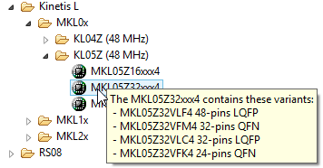 Tooltip showing all packages