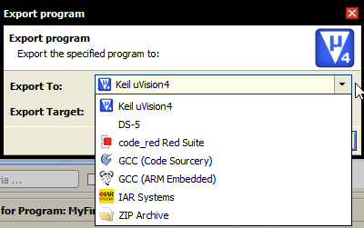 Exporting Program IDE Selection