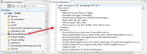 ProcessorExpert.pe XML file