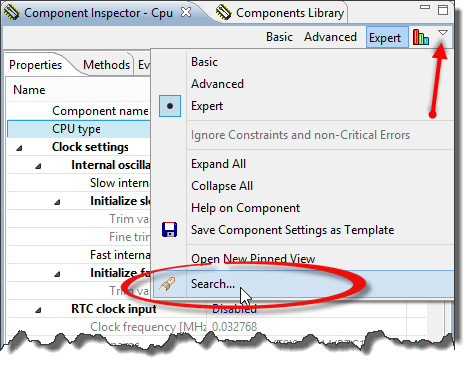 Search in Component Properties